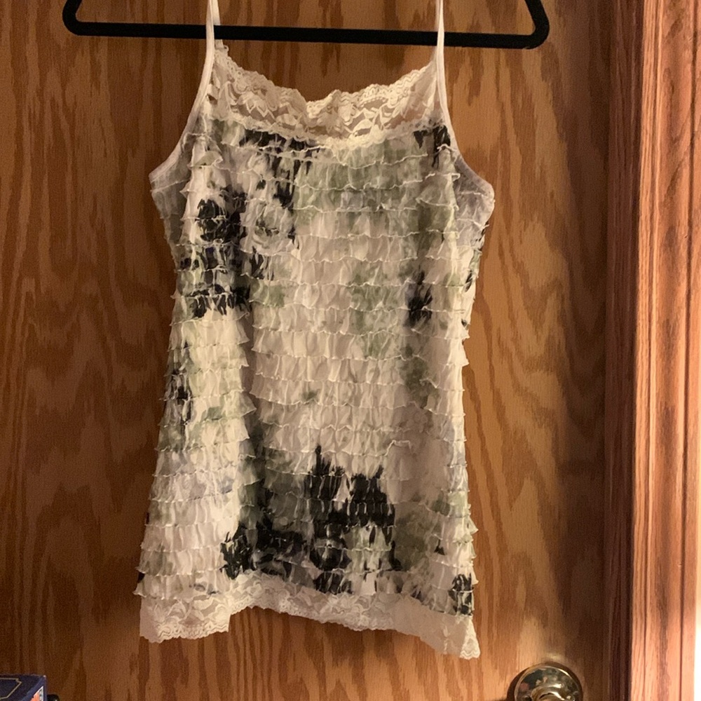 Y2K ruffle tank top lace trim